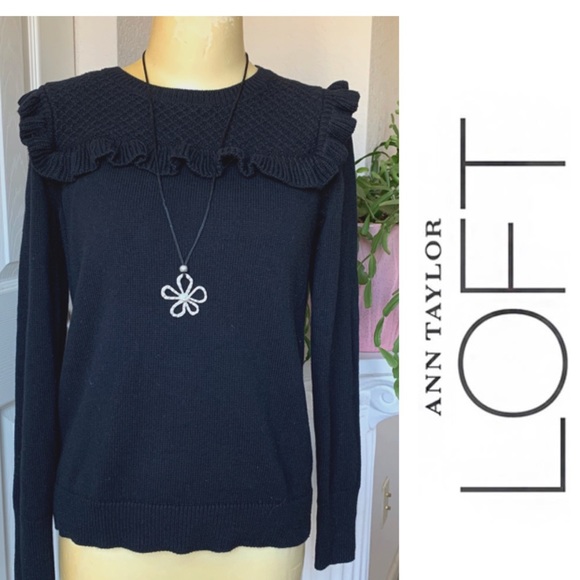 LOFT Sweaters - 🖤 LOFT sweater w/ weave detailing and ruffle